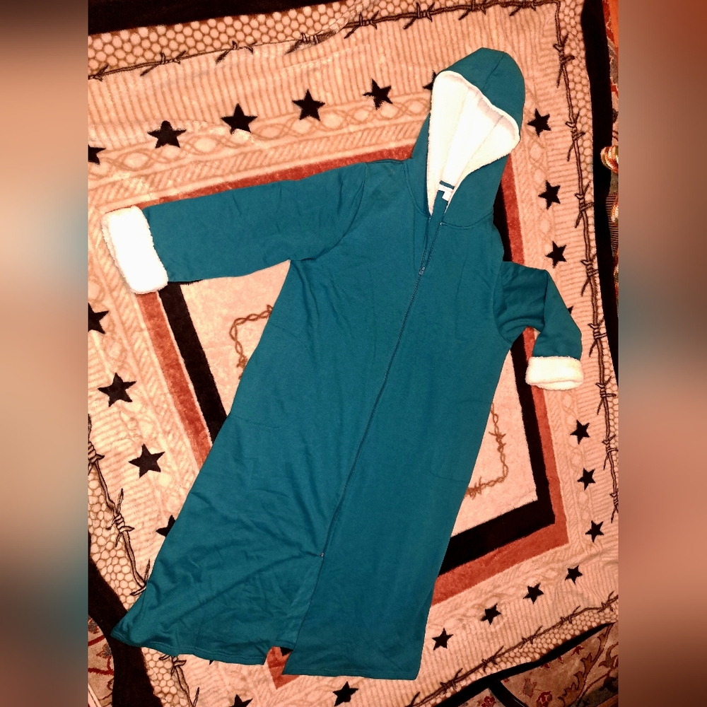 Teal Hooded Women's Robe